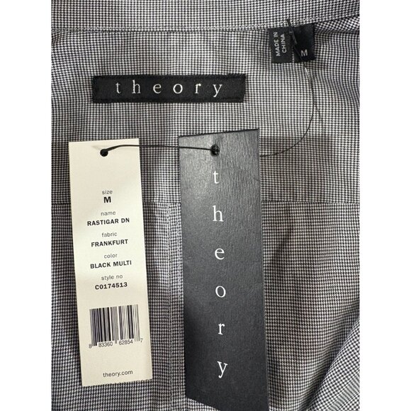 Theory RASTIGAR FRANKFURT cotton Shirt size M NWT color black white - Picture 2 of 7